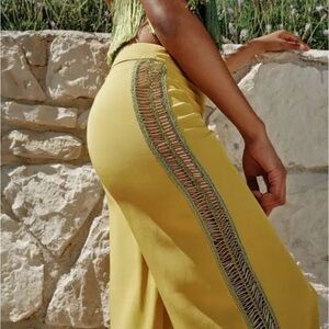 My Beachy Side Begonia Wide Leg pants- Chic Green Wide-Leg High-Waisted Pants